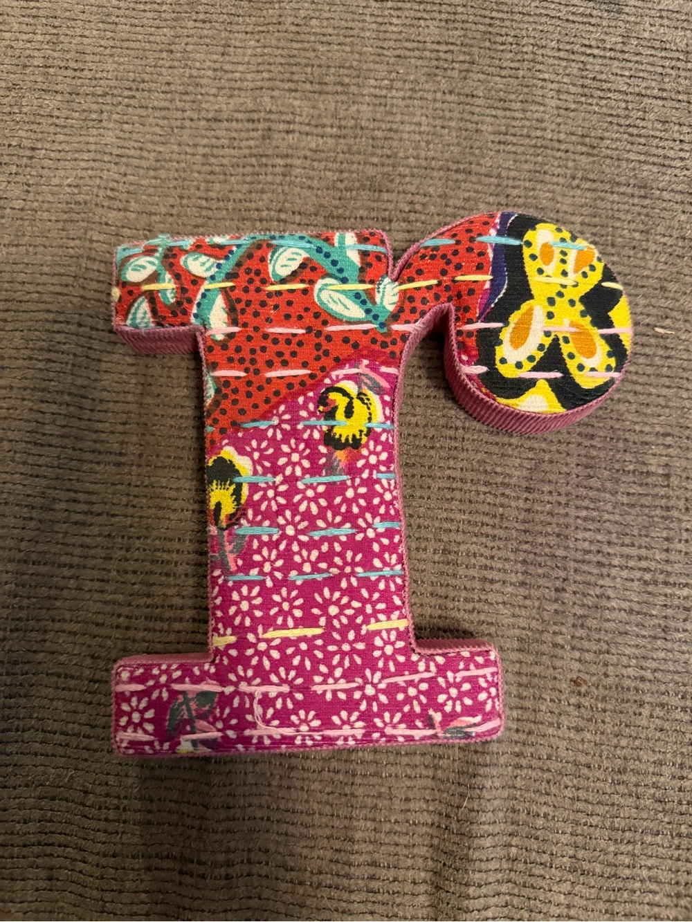 Anthropologie Fabric Letter 'r' in Pink and Multicolor